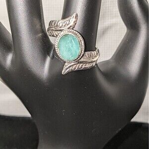 New Sterling Silver Bali Green Corundom Ring